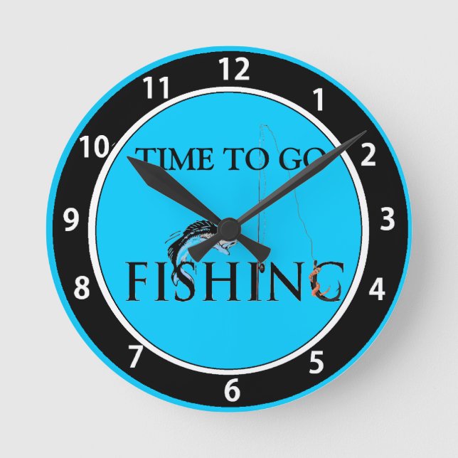 Zeit zu fischen zu gehen runde wanduhr (Vorderseite)