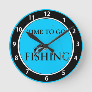Zeit zu fischen zu gehen runde wanduhr