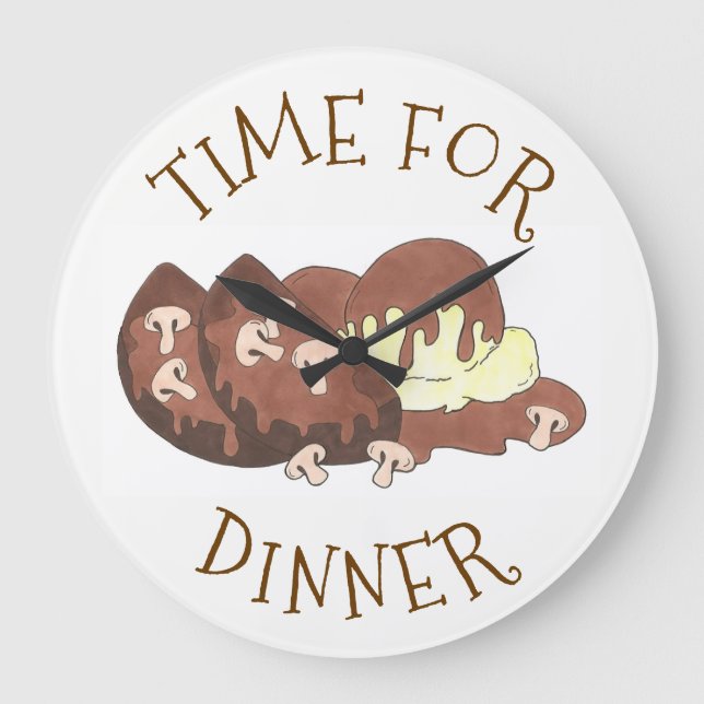 Zeit zum Abendessen Mashed Potates Meatloaf Gravy  Große Wanduhr (Vorderseite)
