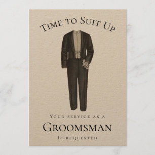 Zeit zum Anziehen Vorschlag für Trauzeugen Vintage Einladung
