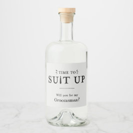 Zeit zum Anzug des Vorschlags für eine Hochzeitsfe Alkoholflaschenetikett