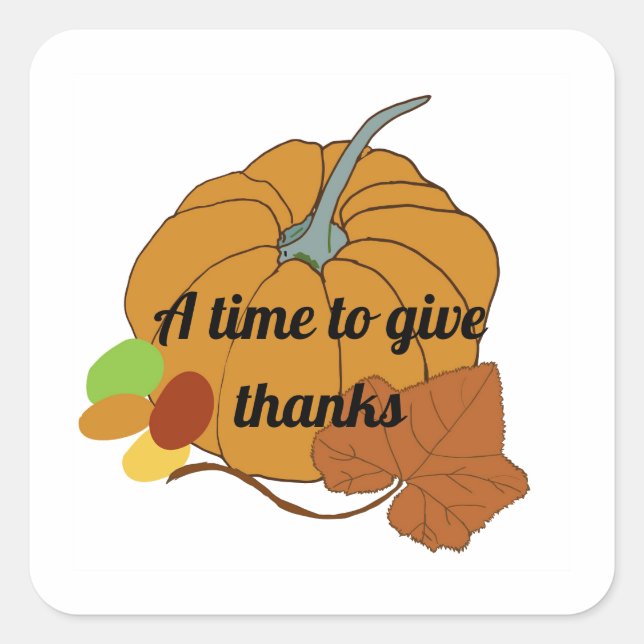 Zeit zum Dank Kürbis und Blätter Quadratischer Aufkleber (Vorderseite)