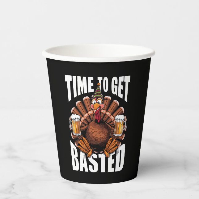 Zeit zum gebastelten Erntedank Türkei Bier Pappbecher (Vorderseite)