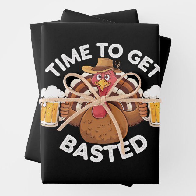 Zeit zum gebastelten lustigen Bierbrauer Erntedank Geschenkpapier Set (Beispiel)