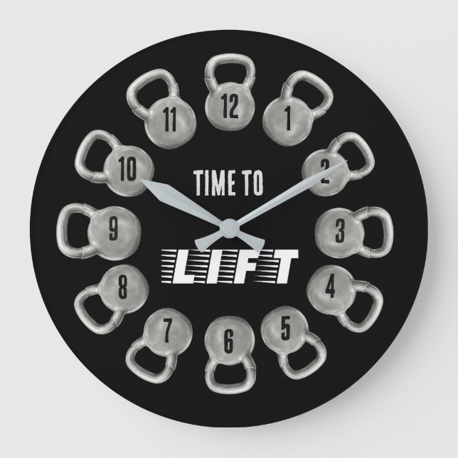 Zeit zum Gewichteheben Kettlebell Wanduhr (Vorderseite)