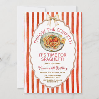 Zeit zum Konfetti werfen Spaghetti Geburtstag Einladung
