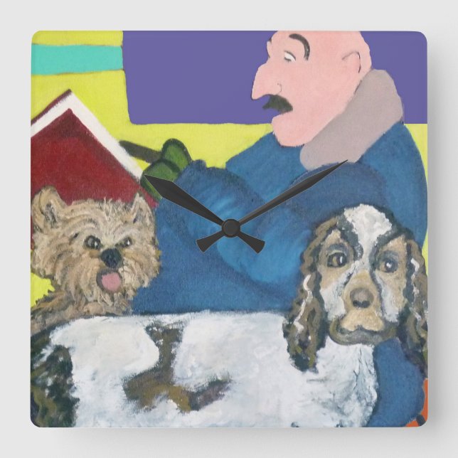 Zeit zum Lesen! Quadratische Wanduhr (Vorderseite)