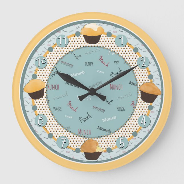 Zeit zum Munch meines Muffins (Uhr) Große Wanduhr (Vorderseite)