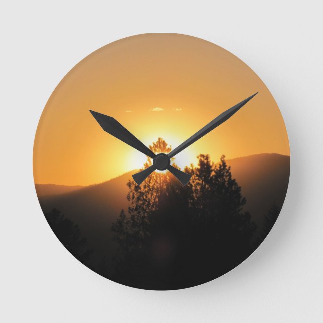 Zeit zum Set oder Zeit zum Aufstieg, Sonne? Runde Wanduhr (Vorderseite)