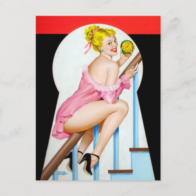 Zeit zum Spaß Pin Up Postkarte (Vorderseite)