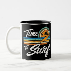 Zeit zum Surfen Surfen Vintage für Surfliebhaber Zweifarbige Tasse