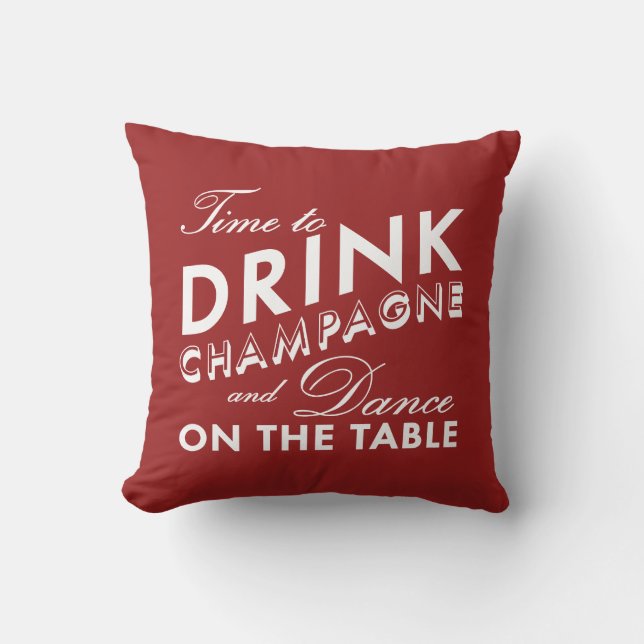 Zeit zum Trinken Champagner Holiday Red Pillow Kissen (Vorderseite)