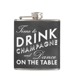 Zeit zum Trinken des Champagner-Chalkboard-Fläschc Flachmann