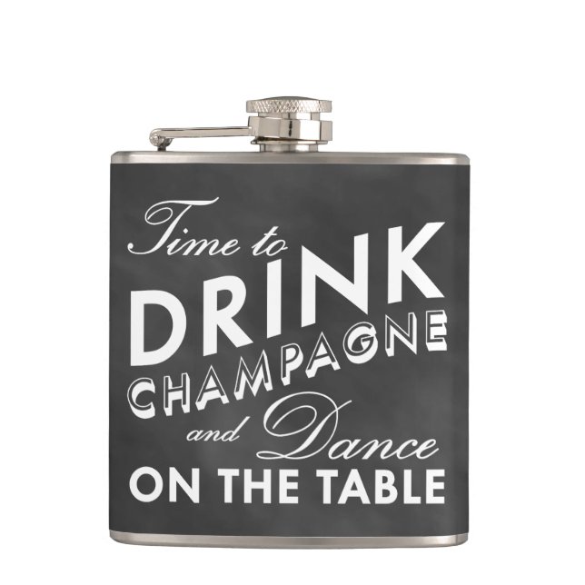 Zeit zum Trinken des Champagner-Chalkboard-Fläschc Flachmann (Vorderseite)