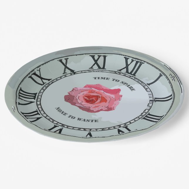 Zeit zum Vergnügen Pappteller (Schrägansicht)