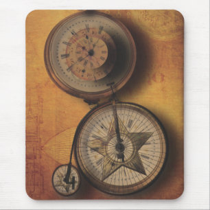 Zeit, zur Steampunk-Uhr auf viktorianischem Fahrra Mousepad