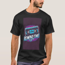 Zeit zurückspulen Retro-VHS-Grafik-T-Shirt – Vinta