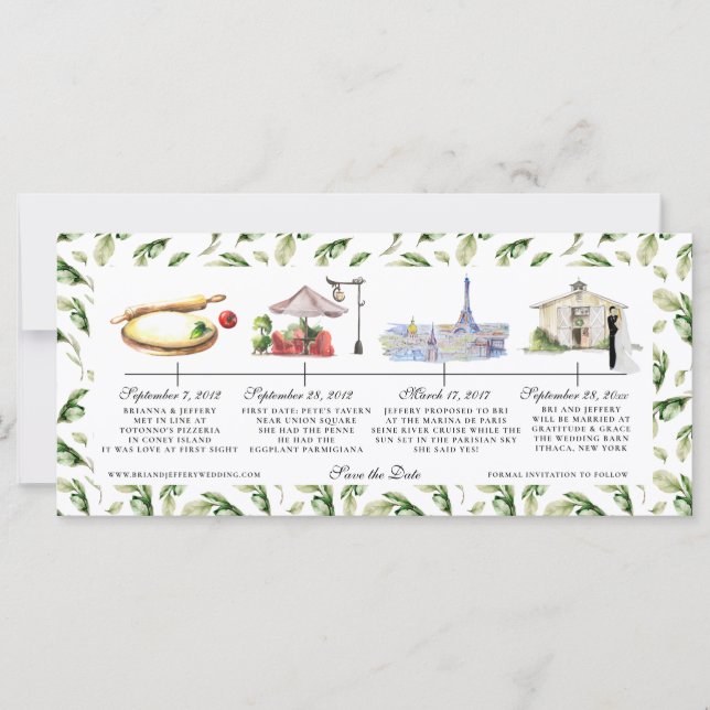 Zeitachse für Wasserfarben Hochzeit Sichern des Da (Vorderseite)