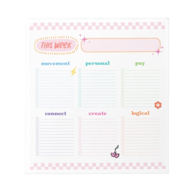 Zeitblockplanungspad Notizblock (Vorderseite)