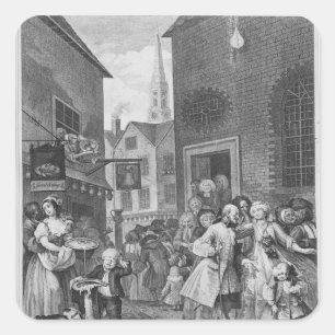 Zeiten des Tages, Noon, 1738 Quadratischer Aufkleber