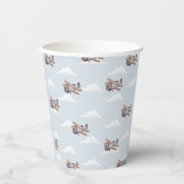 Zeitfliegen, blaues Flugzeug Pappbecher