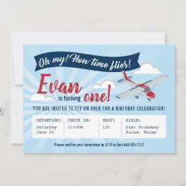Zeitfliegen Flugzeug zum Geburtstag Einladung