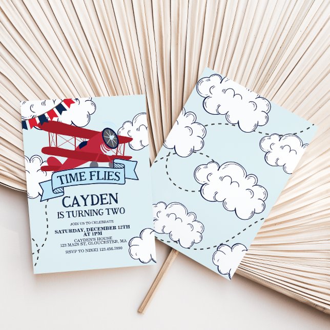 Zeitfliegen Flugzeug zum Geburtstag Einladung (Von Creator hochgeladen)