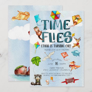 Zeitfliegen   Kite Themed 1. Geburtstag Party Einladung