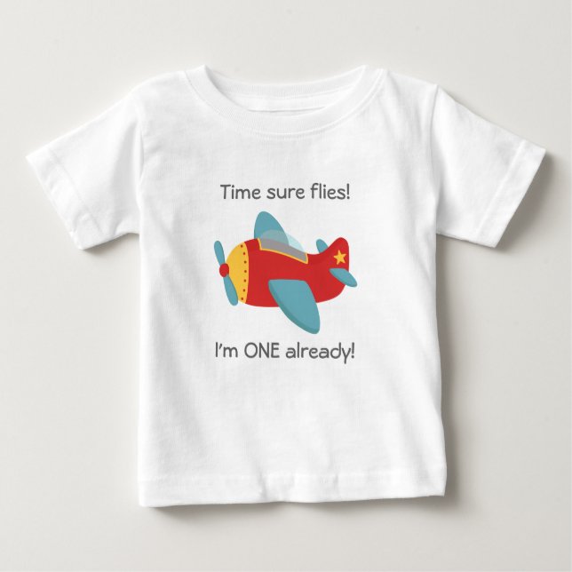 Zeitfliegen, Niedliches Flugzeug, ich bin eins, 1. Baby T-shirt (Vorderseite)