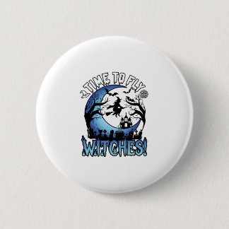 Zeitfliegende Hexen Halloween Fliegende Hexe Monds Button