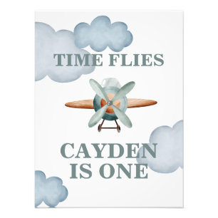 Zeitfliegt Flugzeug Geburtstag Foto drucken