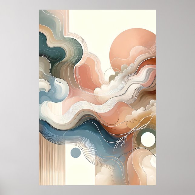 Zeitgemäße Abstrakte Landschaft Poster (Vorne)