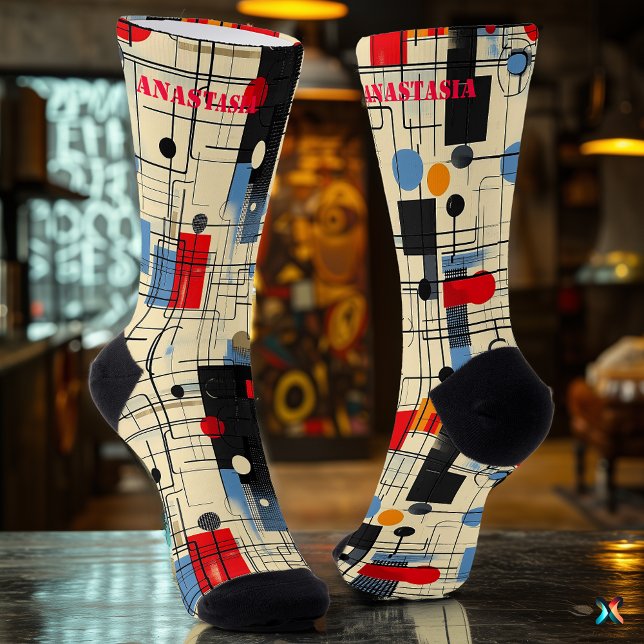 Zeitgemäße Abstrakte Socken mit dynamischer Geomet (Von Creator hochgeladen)