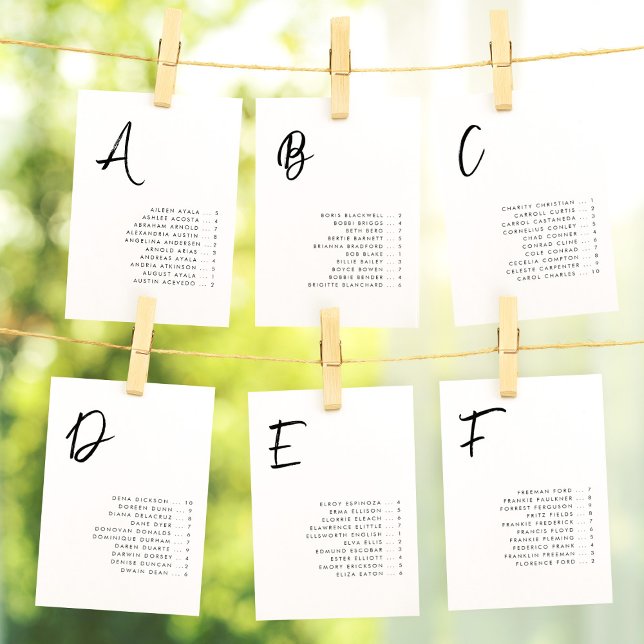 Zeitgemäße Alphabetisierungkarten Tischnummer (Von Creator hochgeladen)