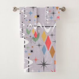 Zeitgemäße atomare und abstrakte Leitungen l lila Badhandtuch Set