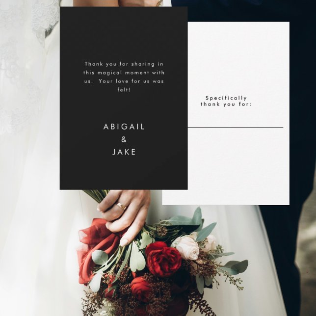 Zeitgemäße B/W-Personalisierte Hochzeit Dankeskarte (Von Creator hochgeladen)