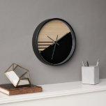 Zeitgemäße Blockstreifenmuster auf Imitaten aus Ho Uhr<br><div class="desc">Moderne schwarze Streifen auf einem hellbeigen, bunten Imitat aus Holz. Klassisches Retro-Chic, elegantes und dennoch einfaches Grunddesign für den künstlerischen Zuhause-Dekordesigner, beliebter angesagter Trendsetter und kluger Motivliebhaber aus dem Mittelalter. Erhältlich auf originalen, klassischen, unterhaltsamen & trendigen Innen-Akzenten & Accessoires, um Ihr Master- oder Kinderzimmer, Kinderzimmer, Uni-Studentenheim, Esszimmer, Wohn- oder Familienzimmer,...</div>