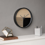 Zeitgemäße Blockstreifenmuster auf Imitaten aus Ho Uhr<br><div class="desc">Moderne schwarze Streifen auf einem hellbeigen, bunten Imitat aus Holz. Klassisches Retro-Chic, elegantes und dennoch einfaches Grunddesign für den künstlerischen Zuhause-Dekordesigner, beliebter angesagter Trendsetter und kluger Motivliebhaber aus dem Mittelalter. Erhältlich auf originalen, klassischen, unterhaltsamen & trendigen Innen-Akzenten & Accessoires, um Ihr Master- oder Kinderzimmer, Kinderzimmer, Uni-Studentenheim, Esszimmer, Wohn- oder Familienzimmer,...</div>