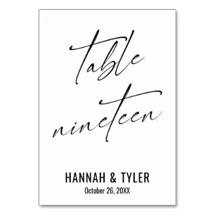 Zeitgemäße elegante Typografie Tisch Neunzehn Tischnummer