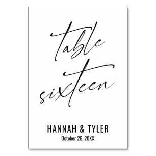 Zeitgemäße elegante Typografie Tisch Sechzehn Tischnummer