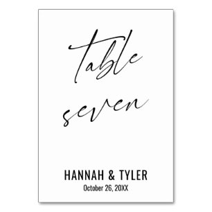 Zeitgemäße elegante Typografie Tisch Sieben Tischnummer