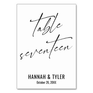 Zeitgemäße elegante Typografie Tisch Siebzehn Tischnummer