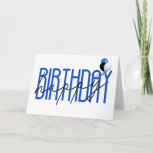zeitgemäße Happy-Birthday-Luftballons auf weißem H Karte