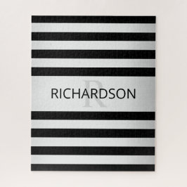 Zeitgemäße Imitat Silver Ombre Streifen und Schwar Puzzle