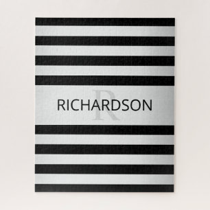 Zeitgemäße Imitat Silver Ombre Streifen und Schwar Puzzle