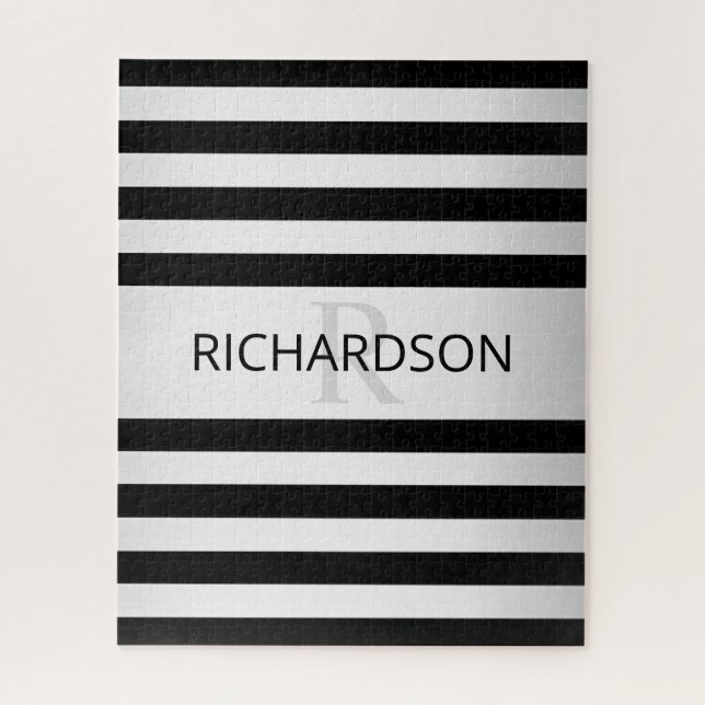 Zeitgemäße Imitat Silver Ombre Streifen und Schwar Puzzle (Vertikal)