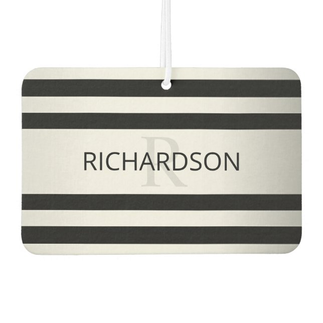 Zeitgemäße Imitate Silver Ombre Stripes & Black Autolufterfrischer (Vorderseite)