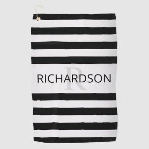 Zeitgemäße Imitate Silver Ombre Stripes & Black Golfhandtuch