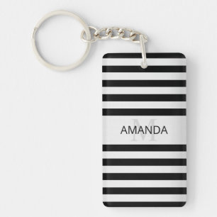 Zeitgemäße Imitate Silver Ombre Stripes & Black Schlüsselanhänger