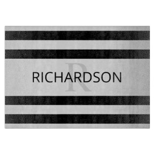 Zeitgemäße Imitate Silver Ombre Stripes & Black Schneidebrett